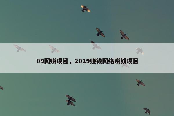 09网赚项目，2019赚钱网络赚钱项目