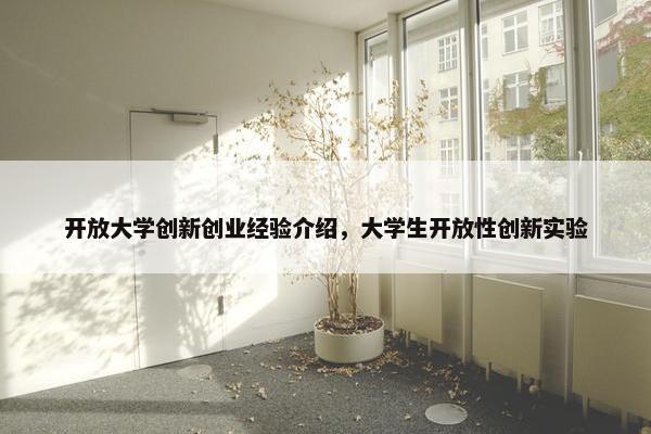 开放大学创新创业经验介绍，大学生开放性创新实验