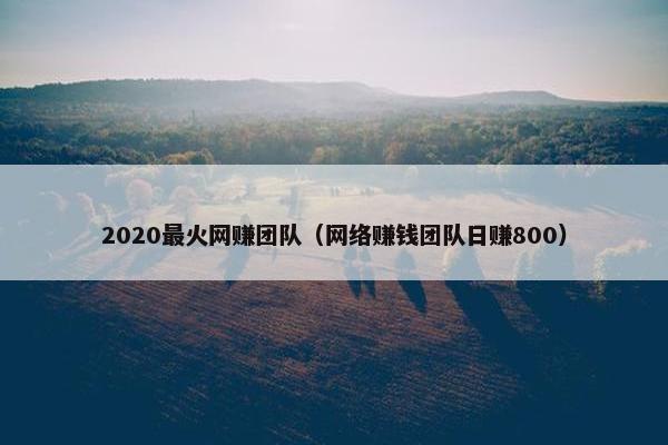 2020最火网赚团队（网络赚钱团队日赚800）