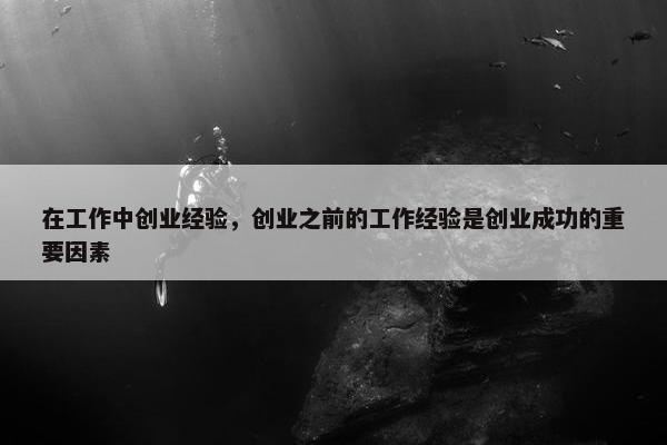 在工作中创业经验，创业之前的工作经验是创业成功的重要因素