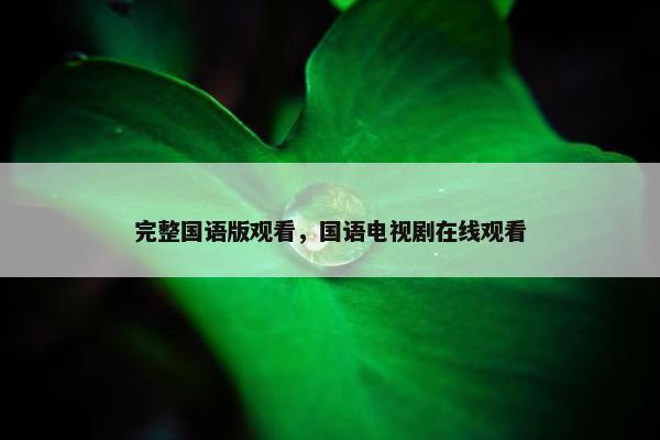 完整国语版观看，国语电视剧在线观看