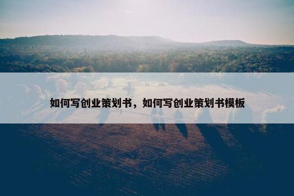 如何写创业策划书,如何写创业策划书模板
