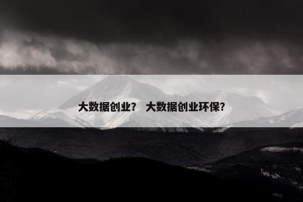 大数据创业？ 大数据创业环保？