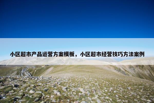 小区超市产品运营方案模板，小区超市经营技巧方法案例