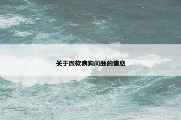 关于微软病狗问题的信息