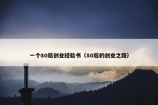 一个80后创业经验书（80后的创业之路）