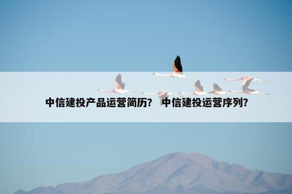 中信建投产品运营简历? 中信建投运营序列?