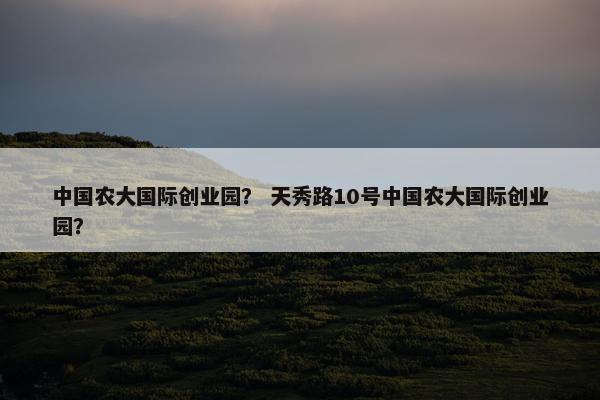中国农大国际创业园？ 天秀路10号中国农大国际创业园？
