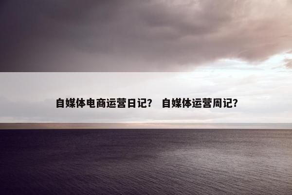 自媒体电商运营日记？ 自媒体运营周记？