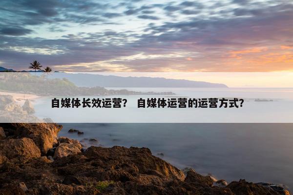 自媒体长效运营？ 自媒体运营的运营方式？