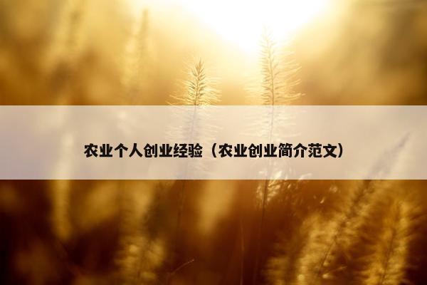 农业个人创业经验（农业创业简介范文）