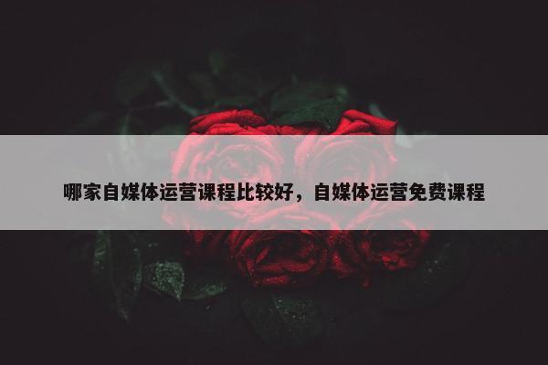 哪家自媒体运营课程比较好，自媒体运营免费课程