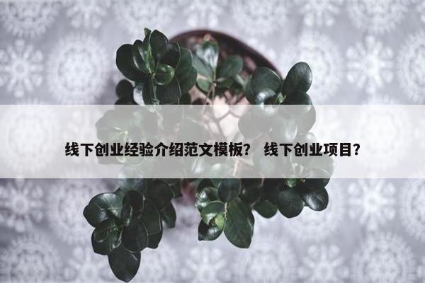 线下创业经验介绍范文模板? 线下创业项目?