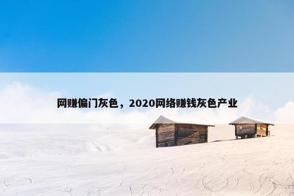 网赚偏门灰色,2020网络赚钱灰色产业