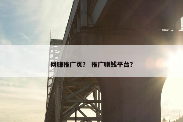 网赚推广页？ 推广赚钱平台？