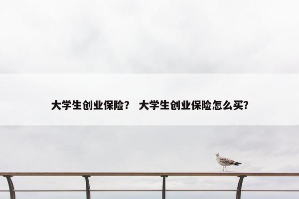 大学生创业保险? 大学生创业保险怎么买?