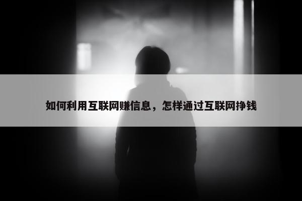 如何利用互联网赚信息,怎样通过互联网挣钱