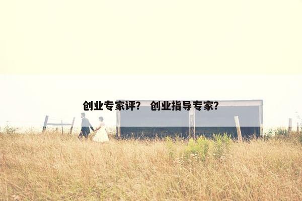 创业专家评? 创业指导专家?