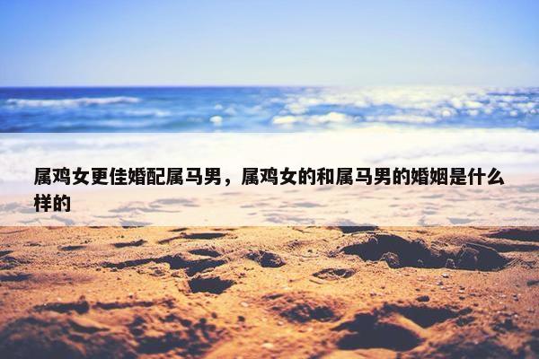 属鸡女更佳婚配属马男,属鸡女的和属马男的婚姻是什么样的