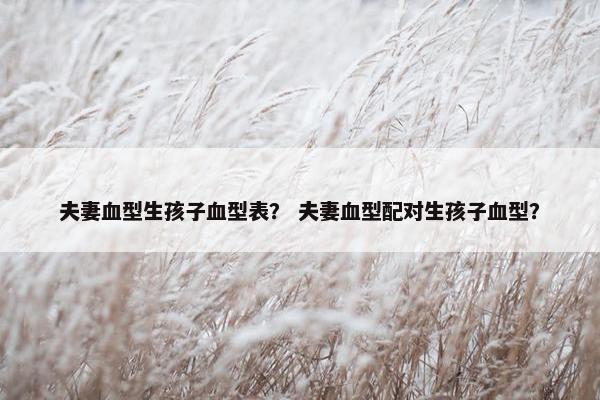 夫妻血型生孩子血型表? 夫妻血型配对生孩子血型?