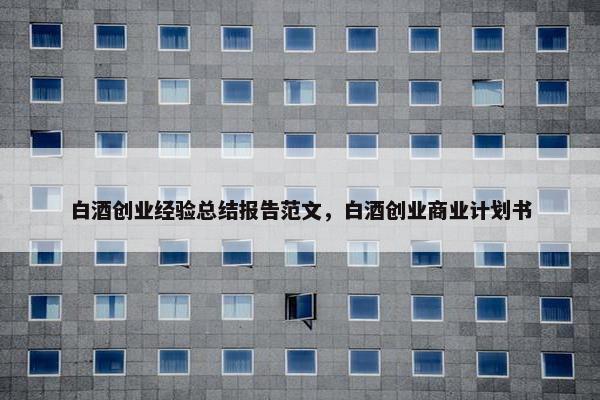 白酒创业经验总结报告范文,白酒创业商业计划书 白酒创业经验总结报告范文,白酒创业商业计划书