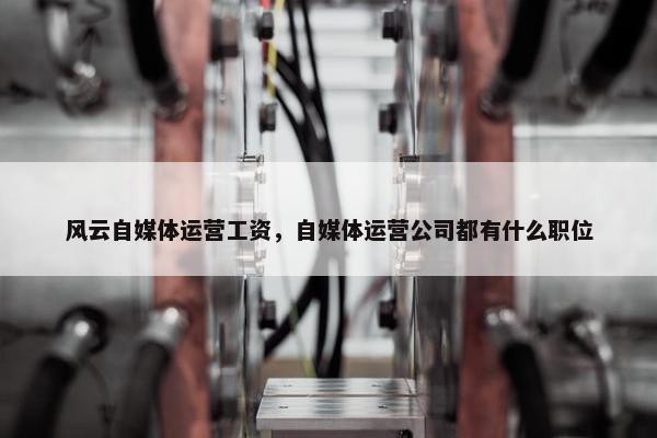 风云自媒体运营工资,自媒体运营公司都有什么职位