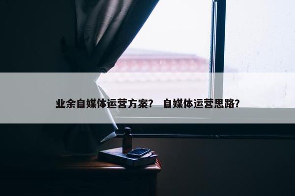 业余自媒体运营方案? 自媒体运营思路?