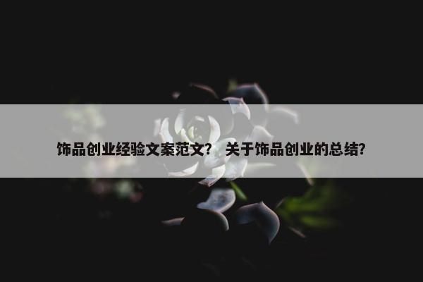 饰品创业经验文案范文？ 关于饰品创业的总结？