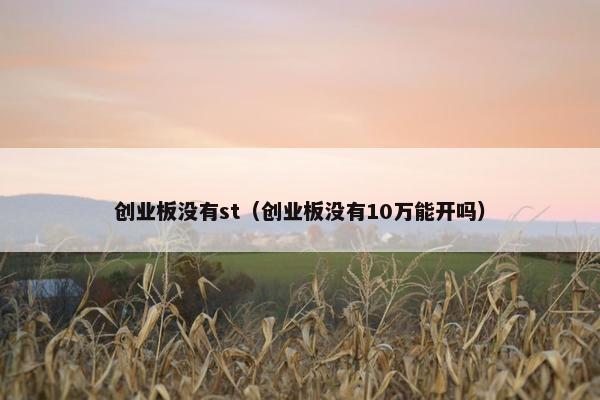 创业板没有st（创业板没有10万能开吗）