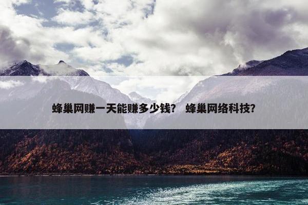 蜂巢网赚一天能赚多少钱? 蜂巢网络科技?