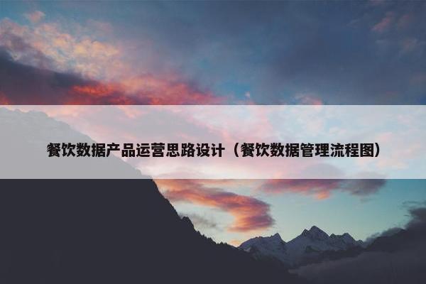 餐饮数据产品运营思路设计（餐饮数据管理流程图）