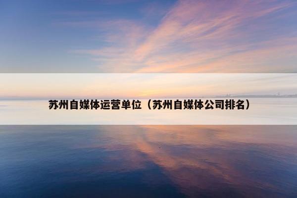 苏州自媒体运营单位（苏州自媒体公司排名）