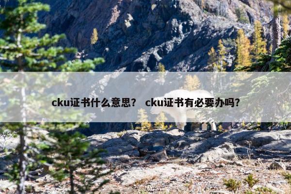 cku证书什么意思？ cku证书有必要办吗？