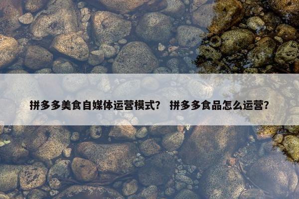 拼多多美食自媒体运营模式？ 拼多多食品怎么运营？