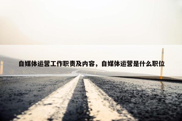 自媒体运营工作职责及内容，自媒体运营是什么职位