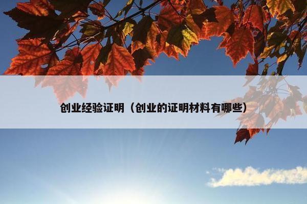 创业经验证明（创业的证明材料有哪些）