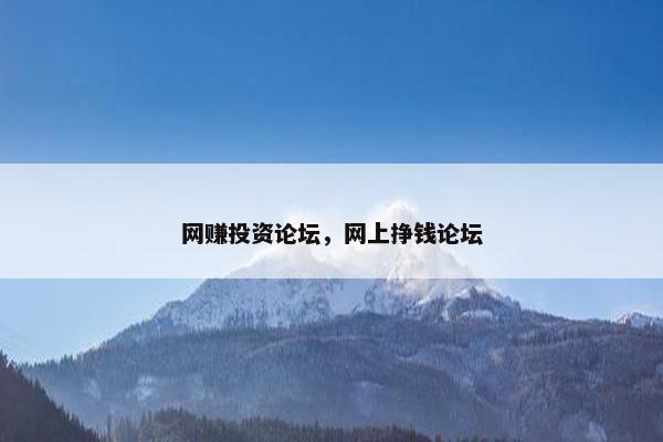 网赚投资论坛，网上挣钱论坛