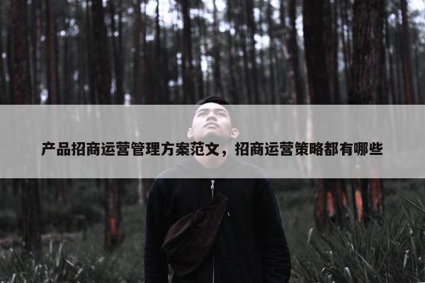 产品招商运营管理方案范文，招商运营策略都有哪些