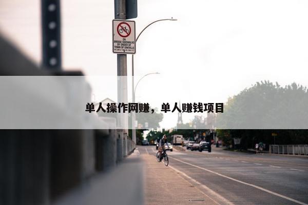 单人操作网赚，单人赚钱项目