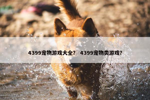 4399宠物游戏大全？ 4399宠物类游戏？