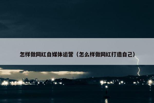 怎样做网红自媒体运营（怎么样做网红打造自己）