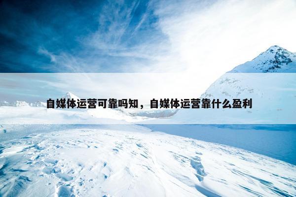自媒体运营可靠吗知，自媒体运营靠什么盈利