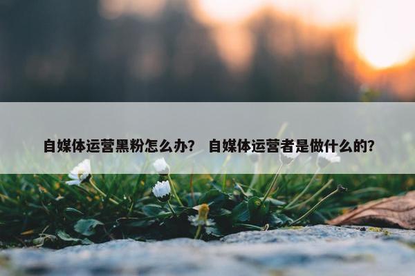 自媒体运营黑粉怎么办？ 自媒体运营者是做什么的？