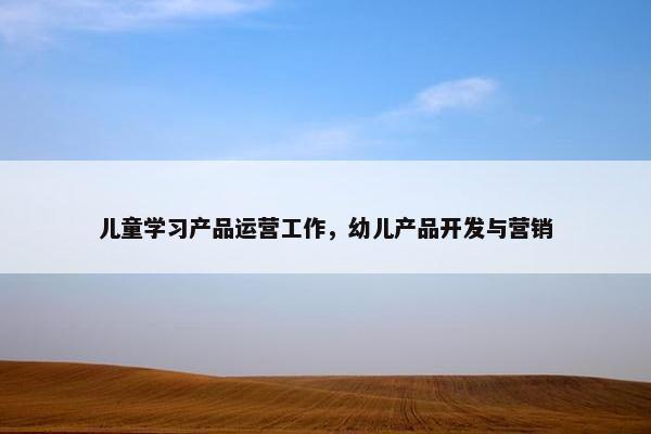 儿童学习产品运营工作，幼儿产品开发与营销