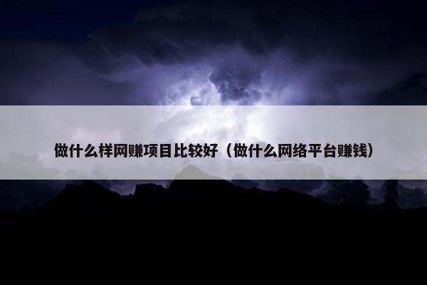 做什么样网赚项目比较好（做什么网络平台赚钱）