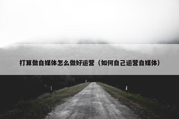打算做自媒体怎么做好运营（如何自己运营自媒体）