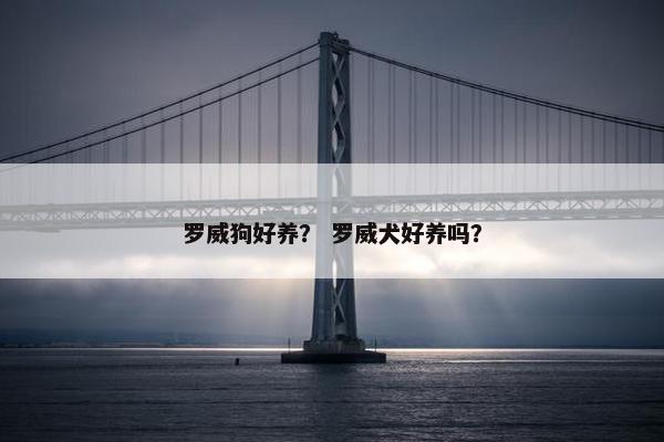 罗威狗好养？ 罗威犬好养吗？