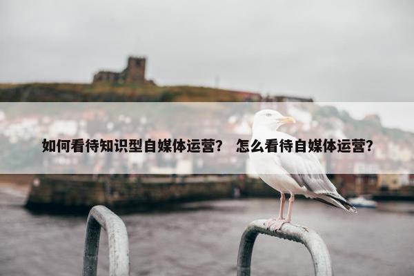 如何看待知识型自媒体运营？ 怎么看待自媒体运营？