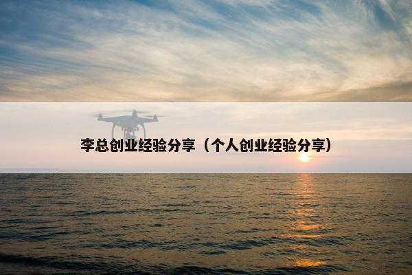 李总创业经验分享（个人创业经验分享）