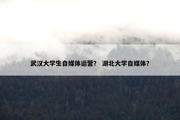 武汉大学生自媒体运营？ 湖北大学自媒体？